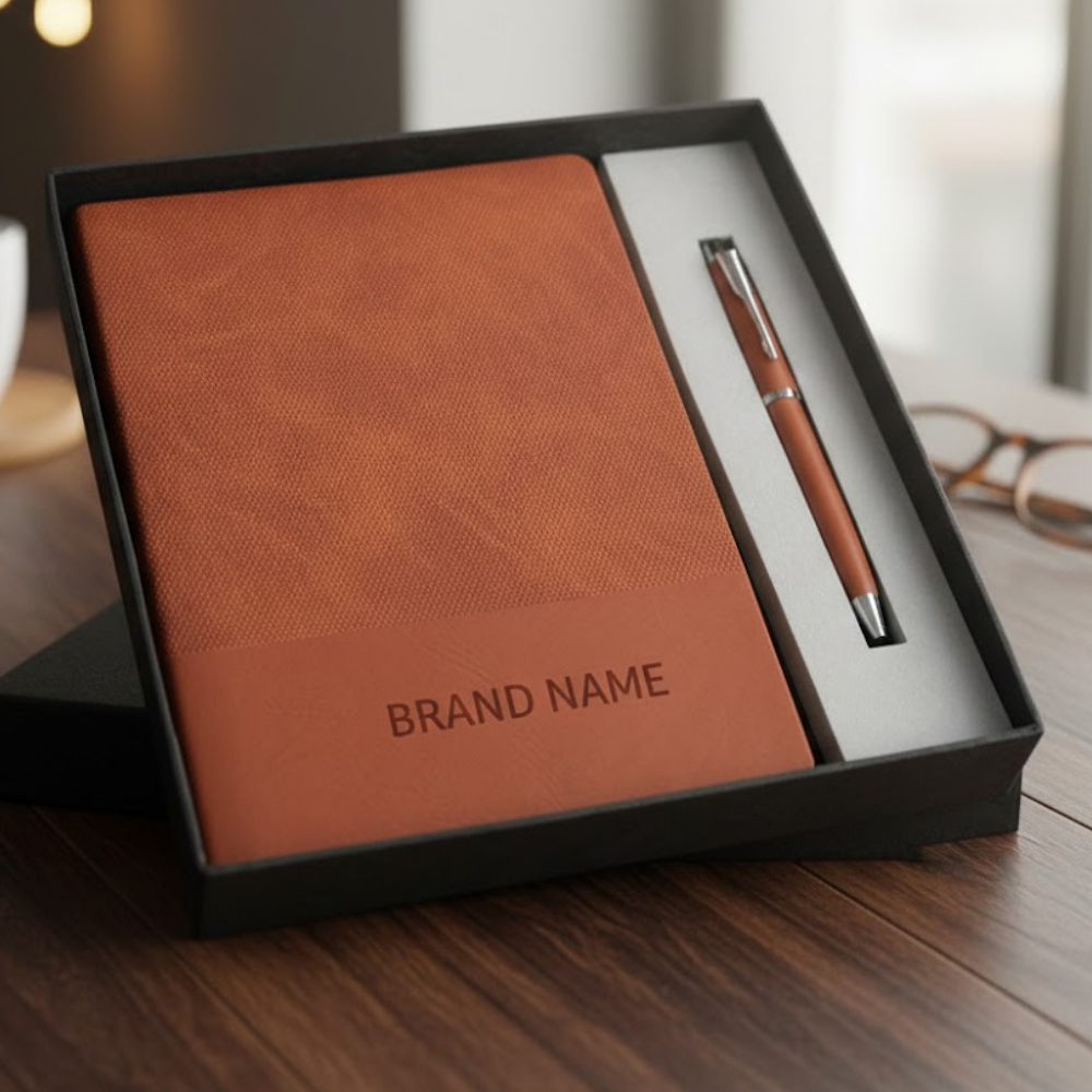 Brown Diary and Pen Corporate Gift Set