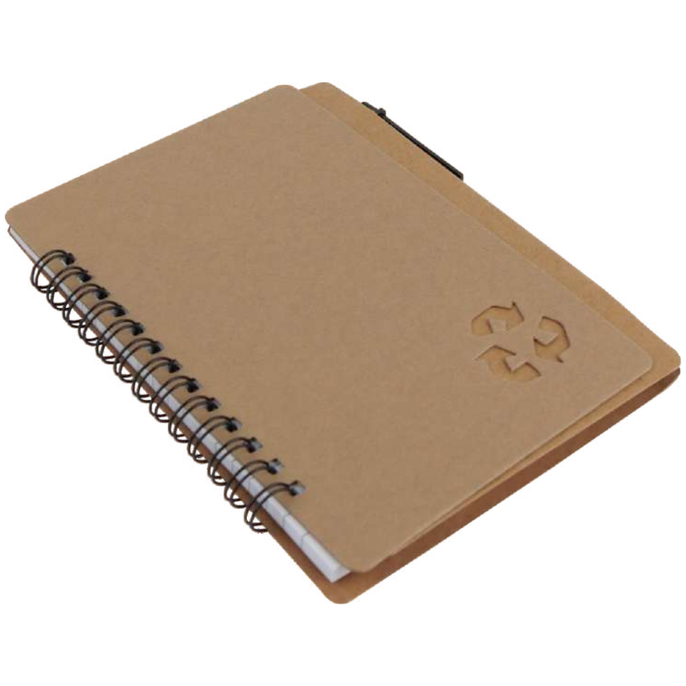 spiral notebook with sticky notes